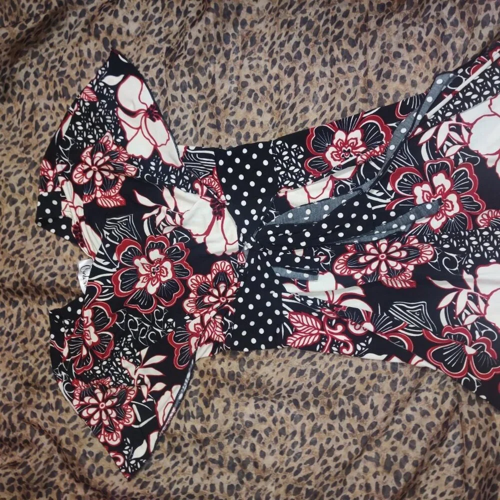 Y2k Midi Mixed Print Polka Dot Dress !! - Picture 7 of 7